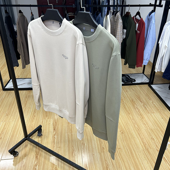 Мъжки суитшърт с дълги ръкави, кръгло деколте, минималистичен текстуриран дизайн, приятелски към кожата и удобен