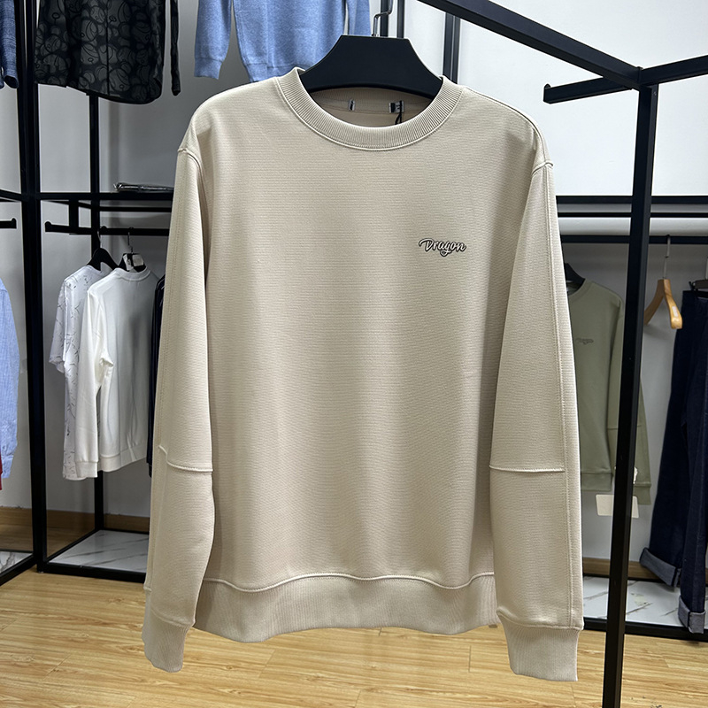 Мъжки суитшърт с дълги ръкави, кръгло деколте, минималистичен текстуриран дизайн, приятелски към кожата и удобен