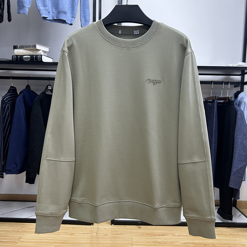 Мъжки суитшърт с дълги ръкави, кръгло деколте, минималистичен текстуриран дизайн, приятелски към кожата и удобен