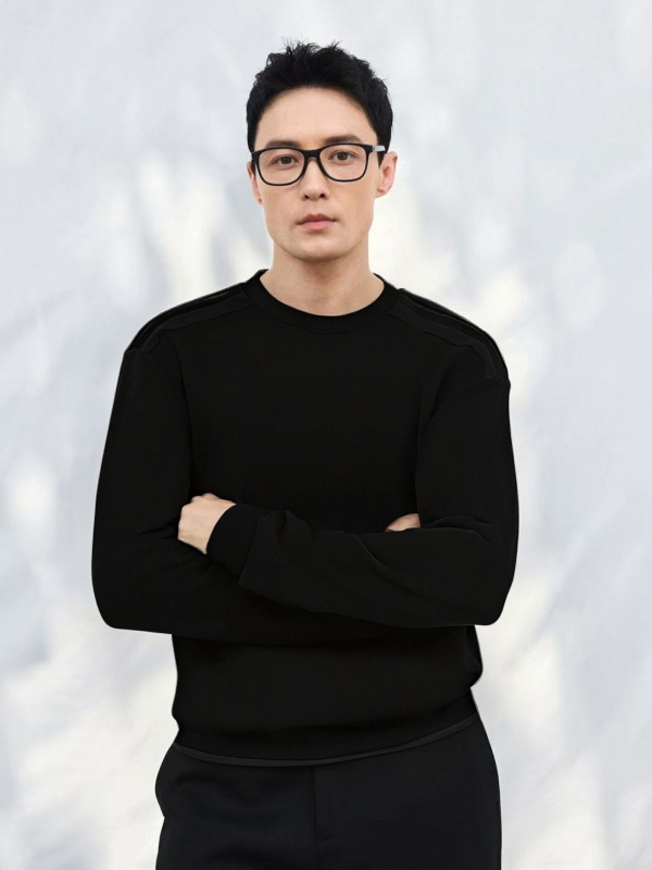 Мъжки луксозен суитшърт с кръгло деколте за есен, 3D рамене и свободна кройка, дълъг ръкав, подходящ за есенно-зимен сезон