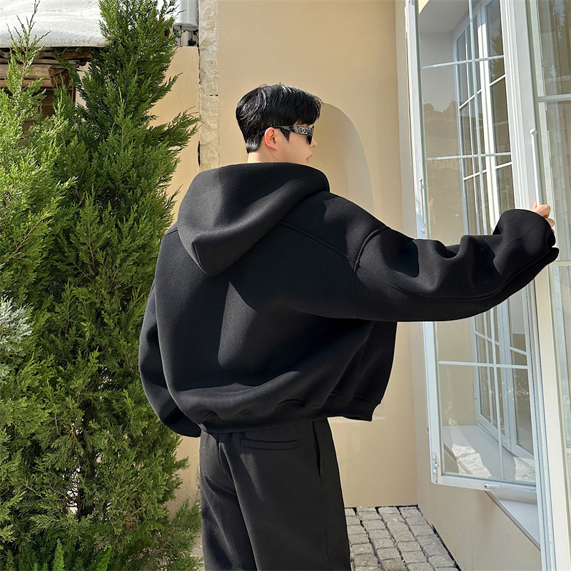 Oversize модел космична памукена суитшър с качулка и фенер ръкав, корейски стил за пролет