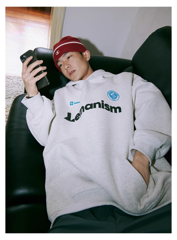 lemanism Американски буквен качулков суитшърт за мъже – 400 g тежък, подплатен флис, топло зимно яке