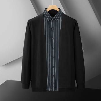 Muški kardigan-sweatshirt plus veličine, s flis podstavom, stojeći ovratnik, dugi rukavi, širok kroj, bočni džepovi
