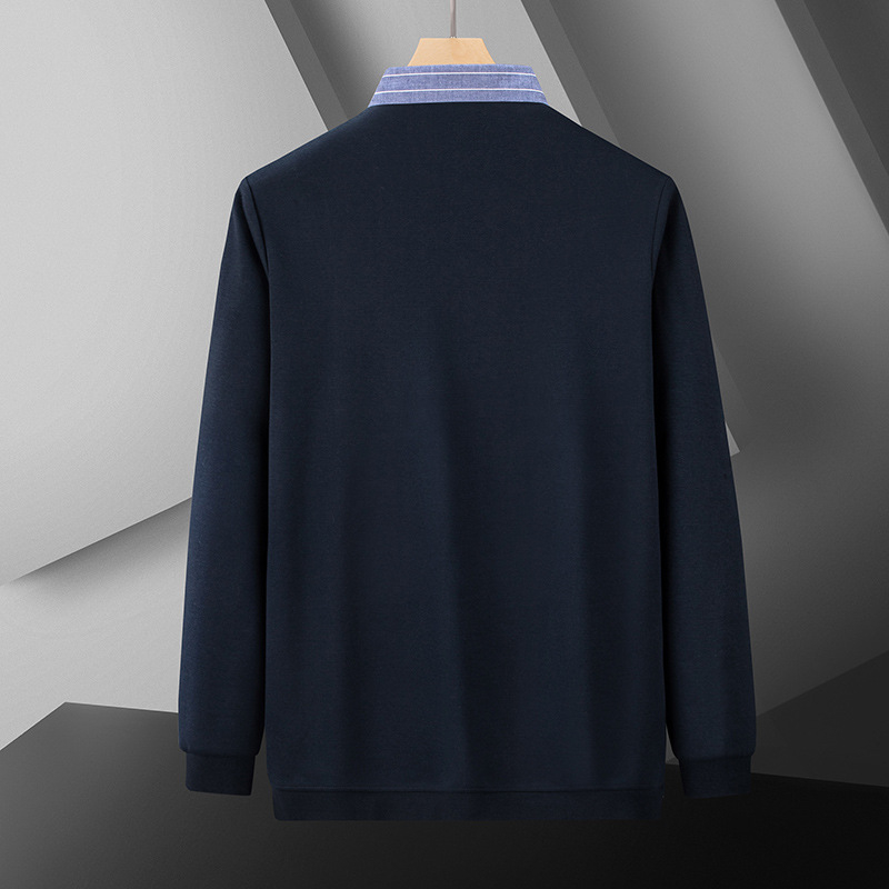 Muški kardigan-sweatshirt plus veličine, s flis podstavom, stojeći ovratnik, dugi rukavi, širok kroj, bočni džepovi