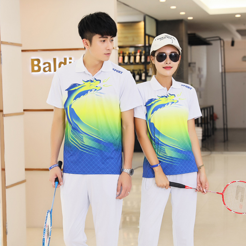 Ljetni sportski komplet s kratkim rukavima za stolni tenis i badminton – tiskano vezenje, moderan casual trening odjevni komplet
