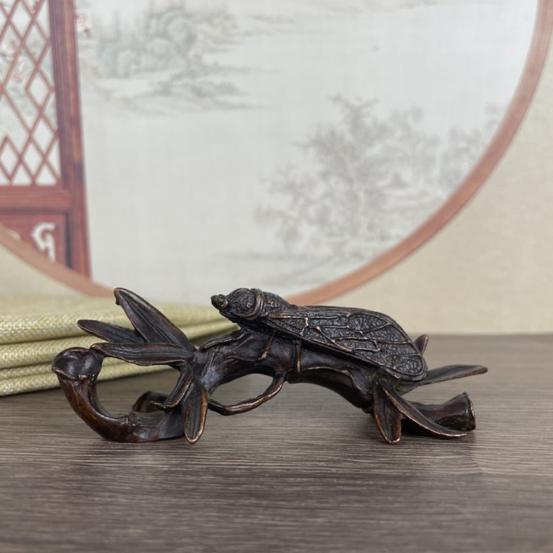 Βιντάζ διακοσμητικό από κράμα χαλκού με μπαμπού, για ειρήνη και ευημερία, άνοδο προς τη φήμη, διακόσμηση τραπεζιού τσαγιού, tea pet