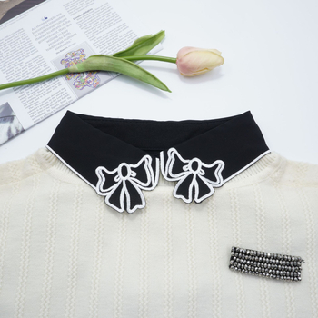 Guler fals cu imprimeu fluture, șifon, accesoriu vestimentar pentru femei