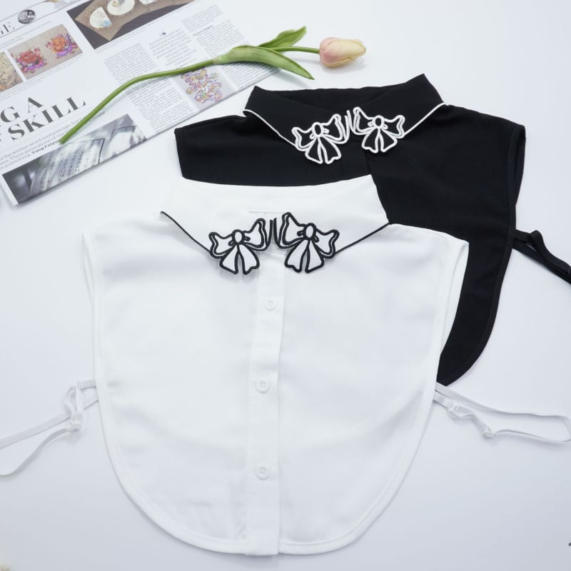 Guler fals cu imprimeu fluture, șifon, accesoriu vestimentar pentru femei