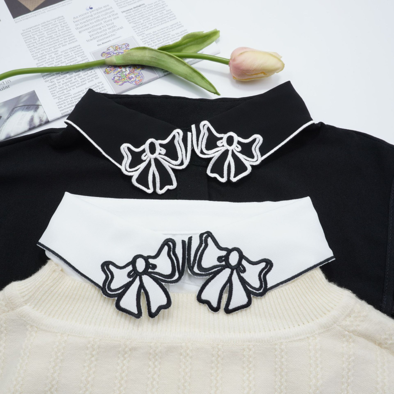 Guler fals cu imprimeu fluture, șifon, accesoriu vestimentar pentru femei