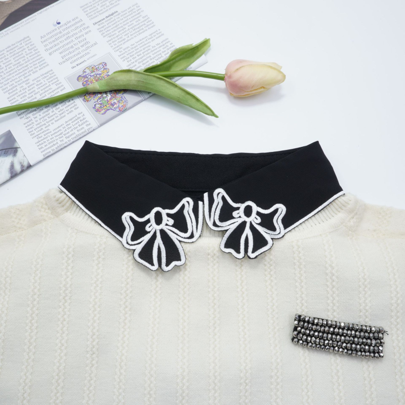 Guler fals cu imprimeu fluture, șifon, accesoriu vestimentar pentru femei