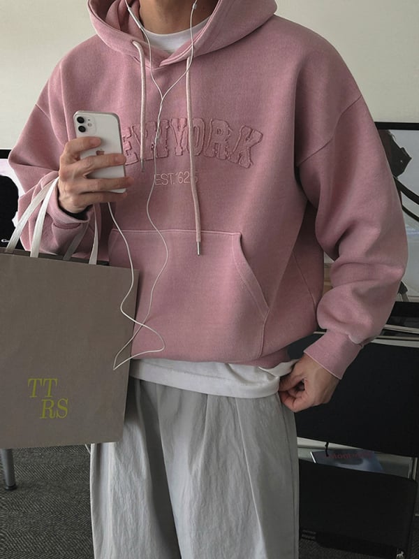 MYQ Мъжки суитчър с качулка в ленив стил с букви, есен, свободна кройка, ежедневен спортен облик в корейски стил за офис