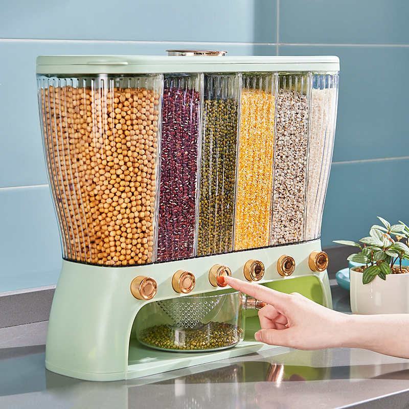Kutija za pohranu žitarica s podijeljenim pretincima, prehrambena plastika, velika kapaciteta (9-10 L)