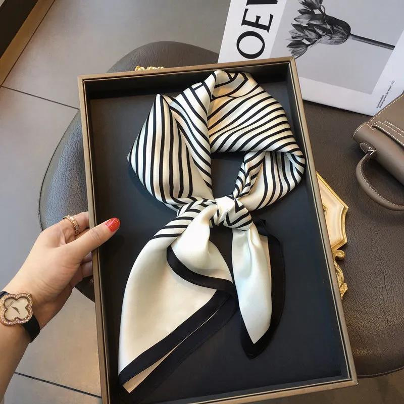 Poliester šal kvadratnog oblika 70×70 cm, retro otisak, luksuzan izgled, ženska moda, korejski stil