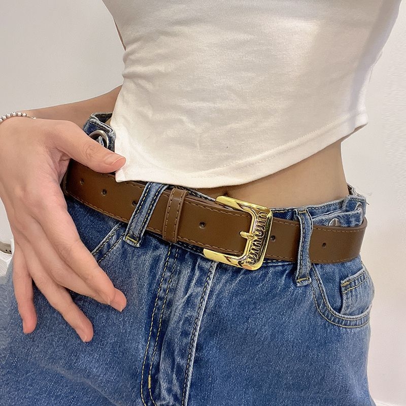 Ženski pojas s slovom M, retro stil, zlatna metalna kopča, jednostavan i elegantan pojas za traperice