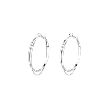 Cercei cu cercuri dublu stratificate din argint 925, pentru femei – mari și eleganți