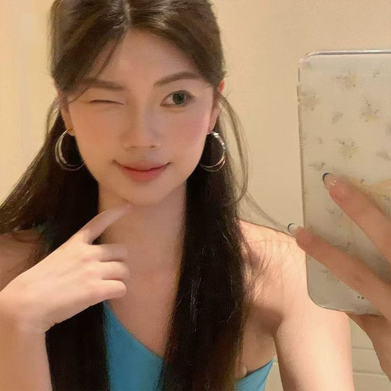 Cercei cu cercuri dublu stratificate din argint 925, pentru femei – mari și eleganți