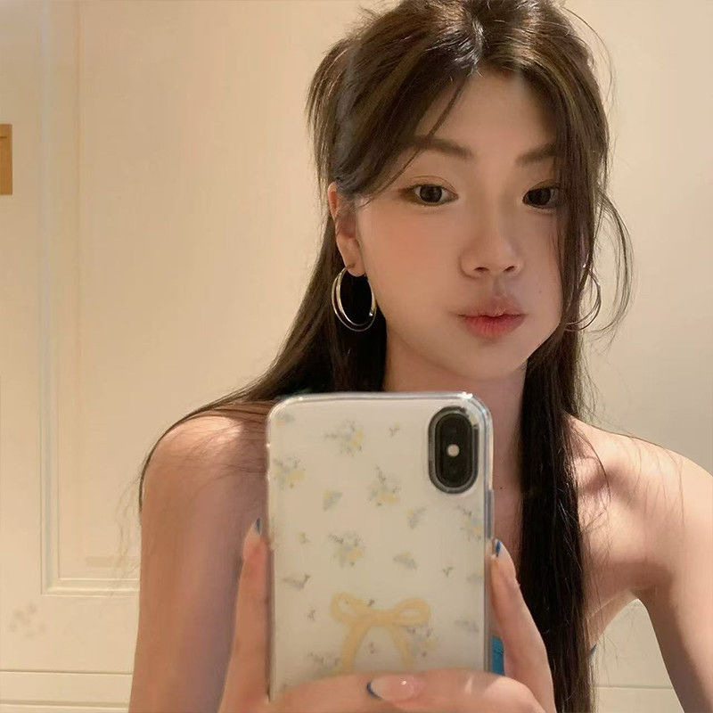 Cercei cu cercuri dublu stratificate din argint 925, pentru femei – mari și eleganți