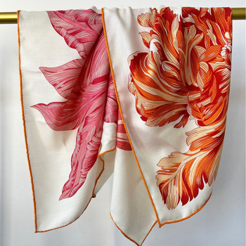 Frenzy Tulip 105 cm dvostrano printani kvadratni šal od svile i vune s pšenicnim uzorkom za žene, toplina jesen-zima