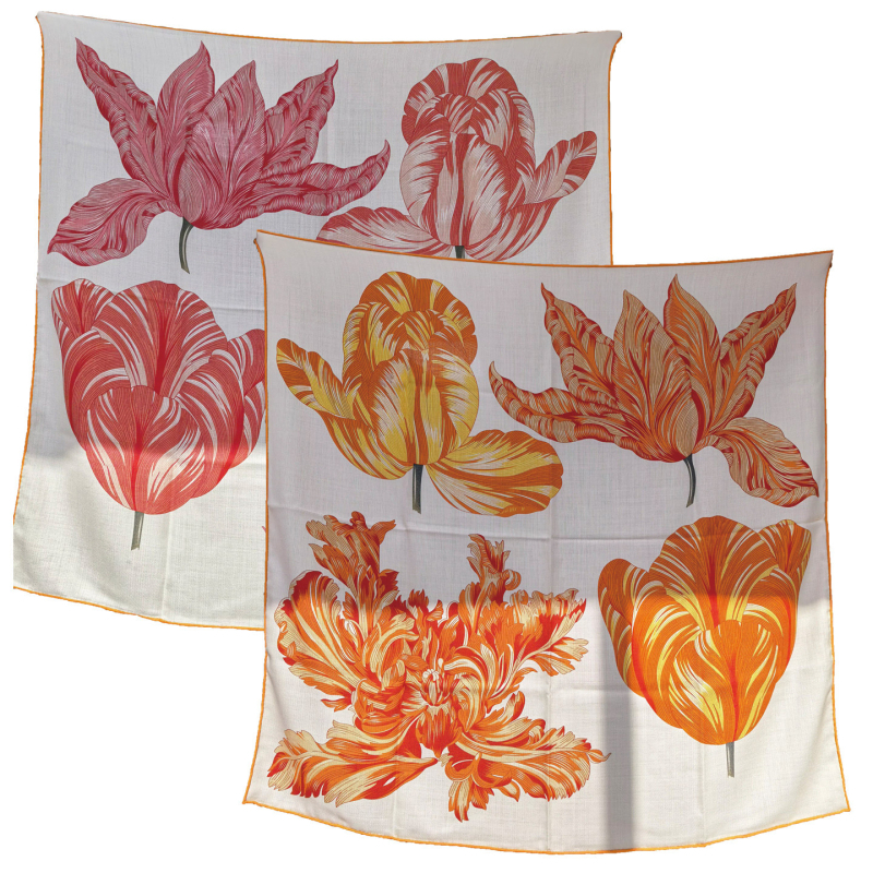 Frenzy Tulip 105 cm dvostrano printani kvadratni šal od svile i vune s pšenicnim uzorkom za žene, toplina jesen-zima