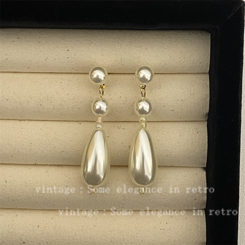 Elegantne viseće naušnice s umjetnom perlom, geometrijski oblik, vintage stil za žene