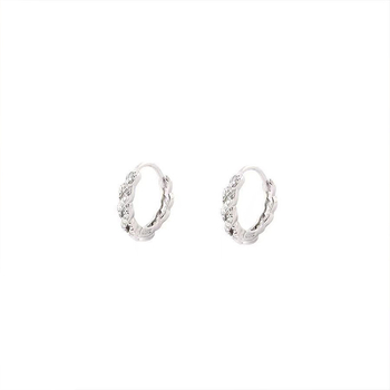 Ženske naušnice u obliku twist kružnica, s mikro cirkonima, elegantan minimalistički dizajn