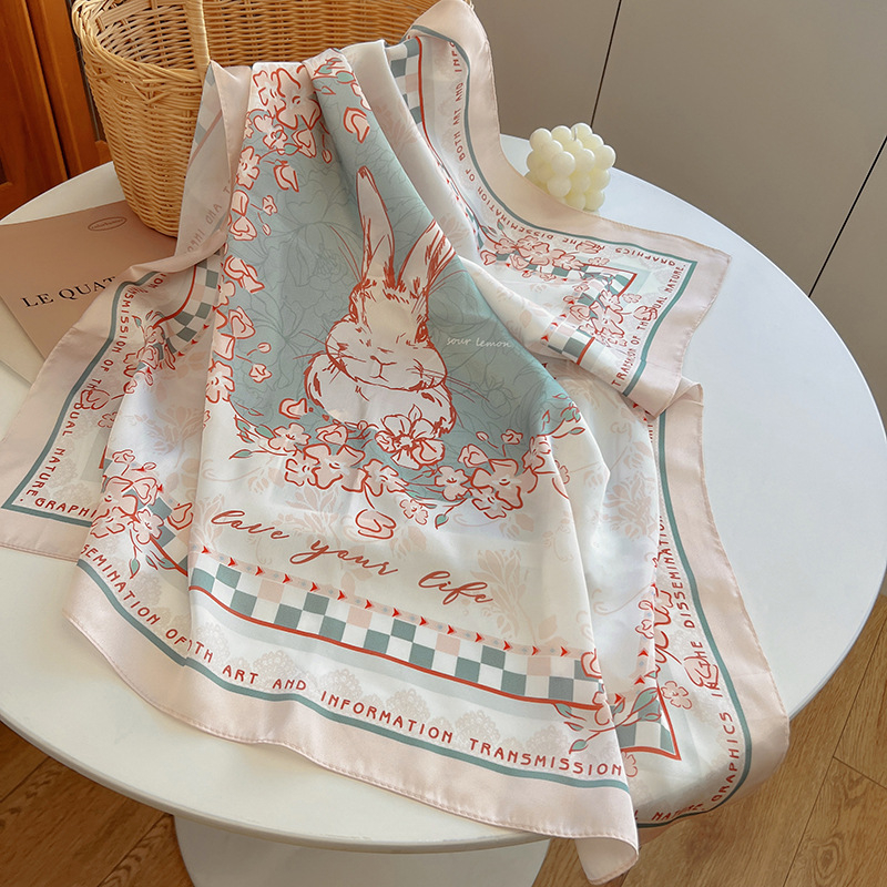 Novi model: Little Rabbit originalni nišni stil, lagani kvadratni šal 68×68 cm ružičasto-bijela za žene