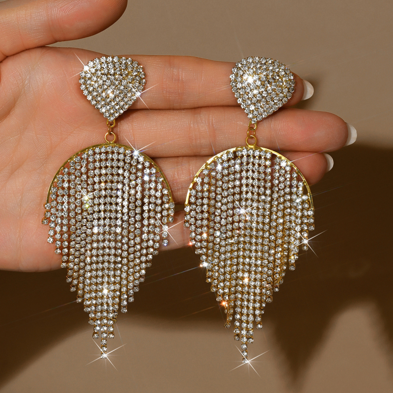 Korejski stil dugačke viseće naušnice s romboidnim kristalima, inspirirane šumom