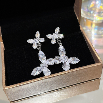 Delikatne cirkonijske naušnice s motivom leptira, elegantan minimalistički dizajn, za žene, japansko-korejski stil