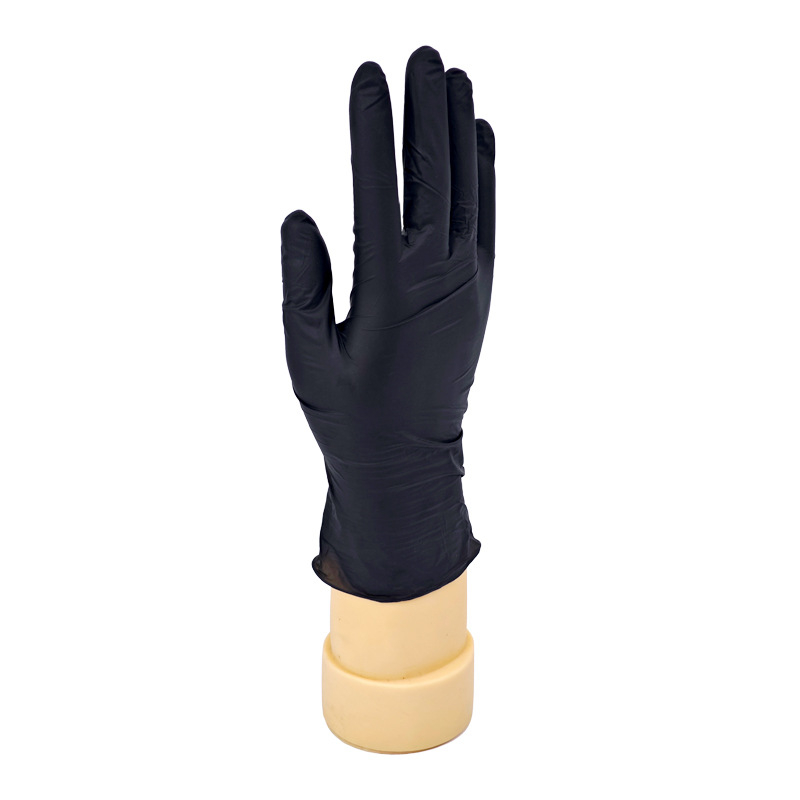 Еднократни нитрилни ръкавици, удебелени и износоустойчиви, черни, хранително качество, антихлъзгащи с текстура, за кухня, домакинство и красота/фризьорство