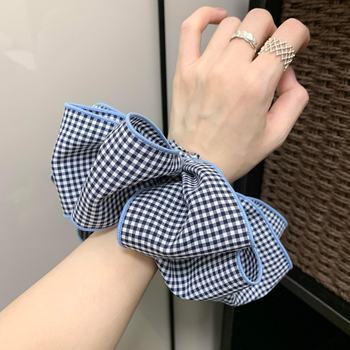 Guma za kosu u kariranom francuskom stilu, ženski dodatak, korejski stil