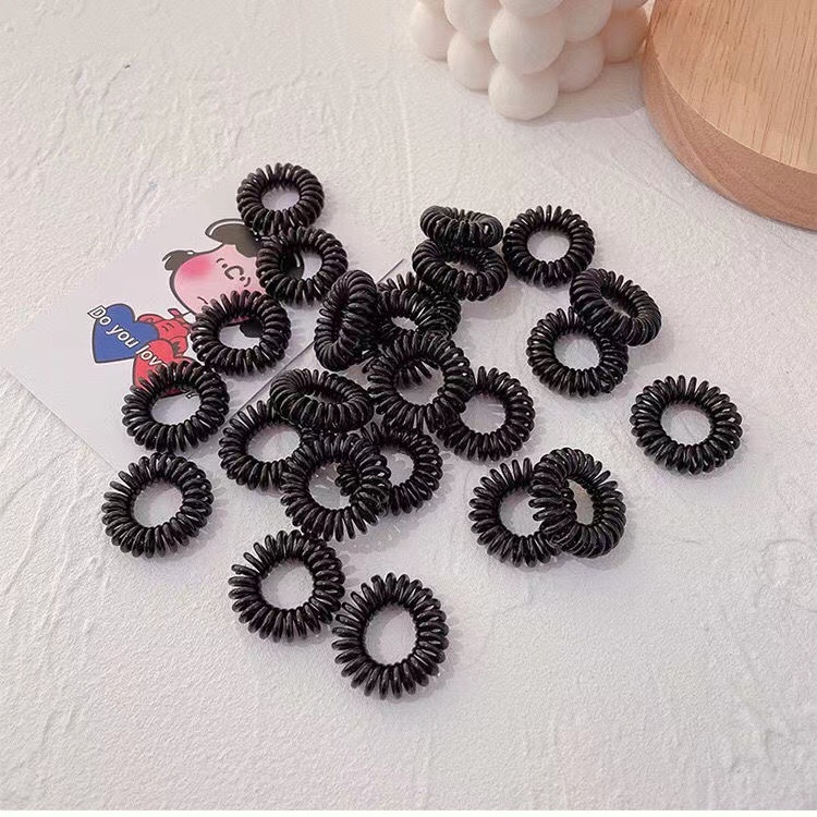 Elastična gumica za kosu u obliku telefonskog kabela, crna plastika, visoka elastičnost, minimalistički dizajn, za odrasle žene.