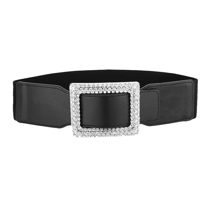 Ženski elastični pojas za struk s kristalima, korejskog stila, PU koža, 60–80 cm