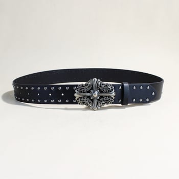 Ženski široki pojas Y2K s nitima, punk stil, PU koža, širina 3,8 cm, duljina 105 cm, retro gradski stil.