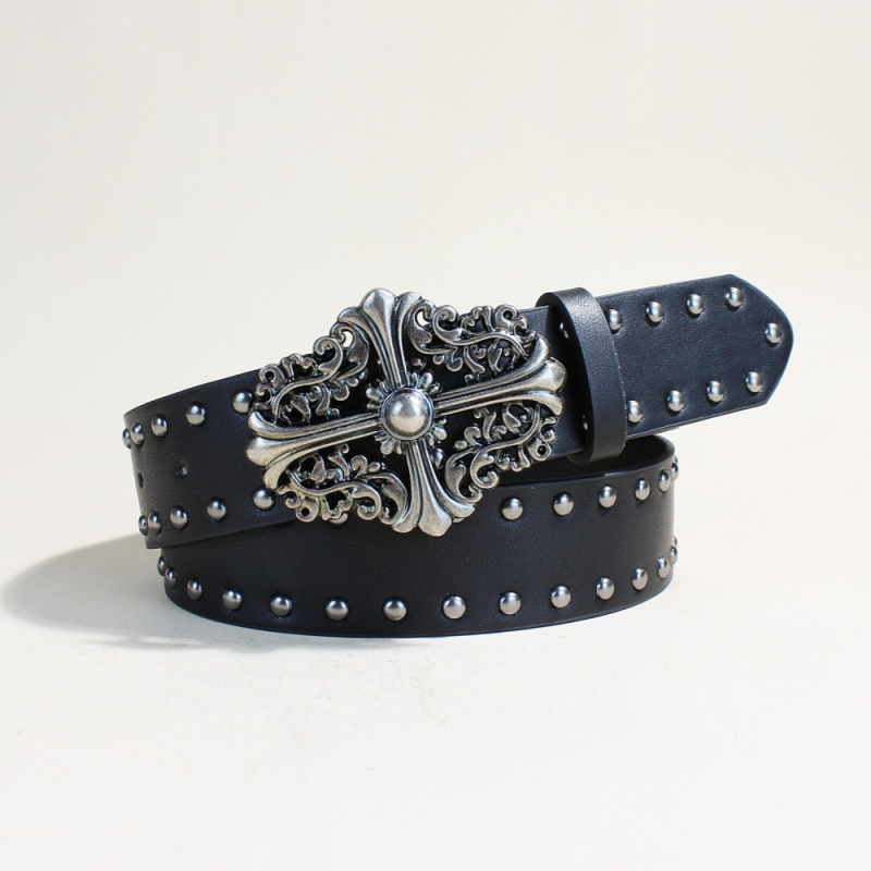 Ženski široki pojas Y2K s nitima, punk stil, PU koža, širina 3,8 cm, duljina 105 cm, retro gradski stil.
