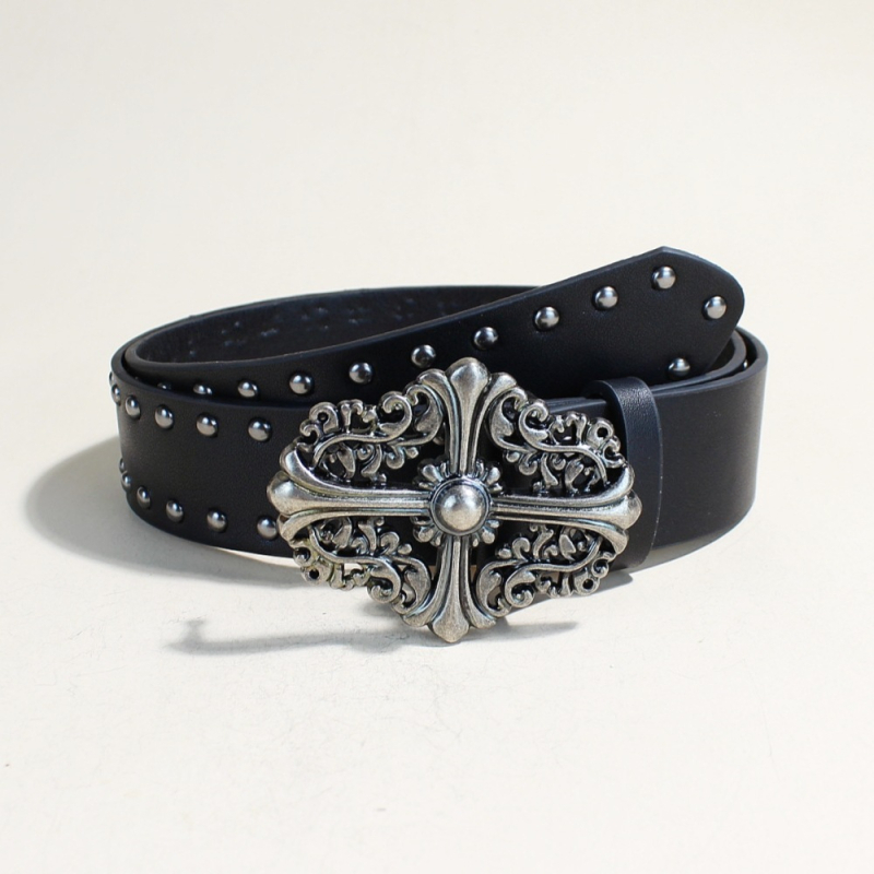 Ženski široki pojas Y2K s nitima, punk stil, PU koža, širina 3,8 cm, duljina 105 cm, retro gradski stil.