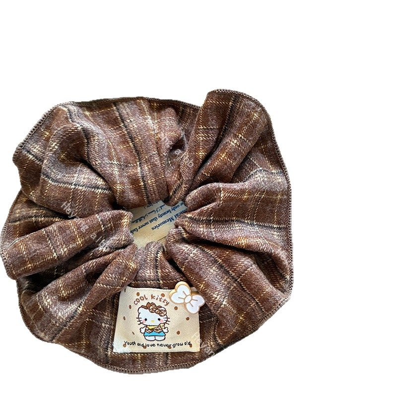 Gumica za kosu za čvor s prugastim mačjim motivom u boji kave, ručno izrađena, elegantan, svjež stil