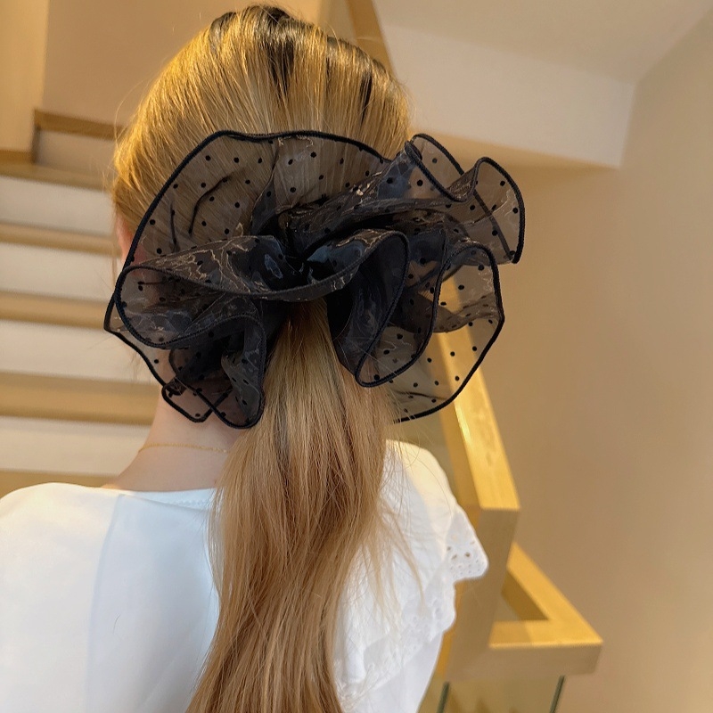 Elegantan gumeni obruč za kosu s točkicama — elastičan za niski rep za žene