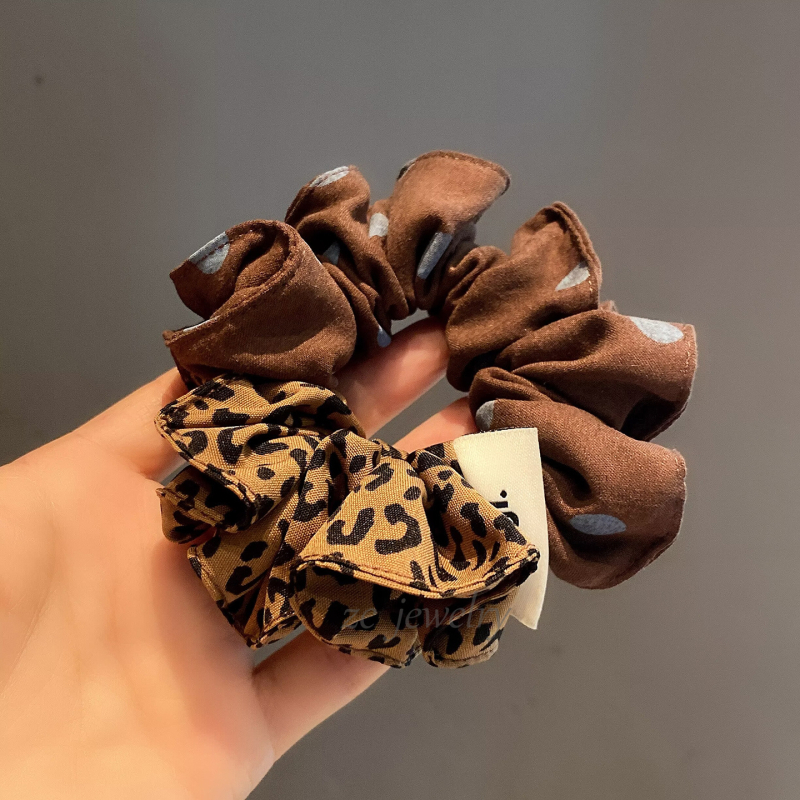 Korejska tkanina s leopard printom i šarenim točkicama, elastična gumica za kosu, ženski dodatak za kosu