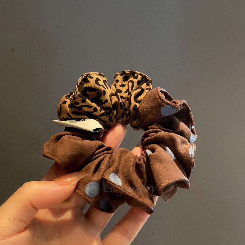 Korejska tkanina s leopard printom i šarenim točkicama, elastična gumica za kosu, ženski dodatak za kosu