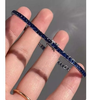 Klein Blue blještava narukvica s imitacijom dijamantnog cirkonija, elegantna i izuzetno tanka, slojevita, geometrijski vintage dizajn