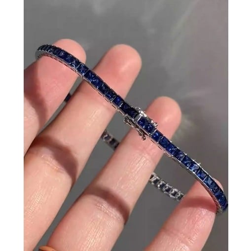 Klein Blue blještava narukvica s imitacijom dijamantnog cirkonija, elegantna i izuzetno tanka, slojevita, geometrijski vintage dizajn