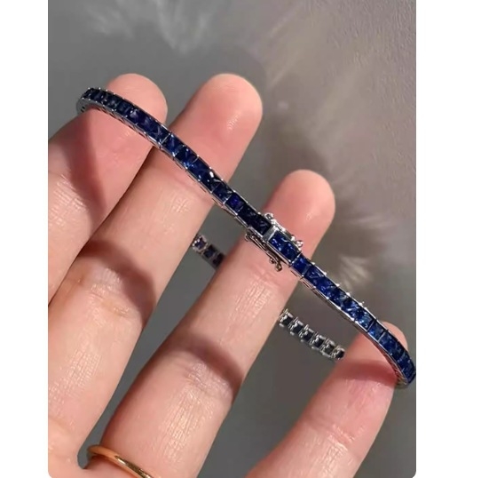 Klein Blue blještava narukvica s imitacijom dijamantnog cirkonija, elegantna i izuzetno tanka, slojevita, geometrijski vintage dizajn