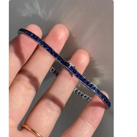 Klein Blue blještava narukvica s imitacijom dijamantnog cirkonija, elegantna i izuzetno tanka, slojevita, geometrijski vintage dizajn