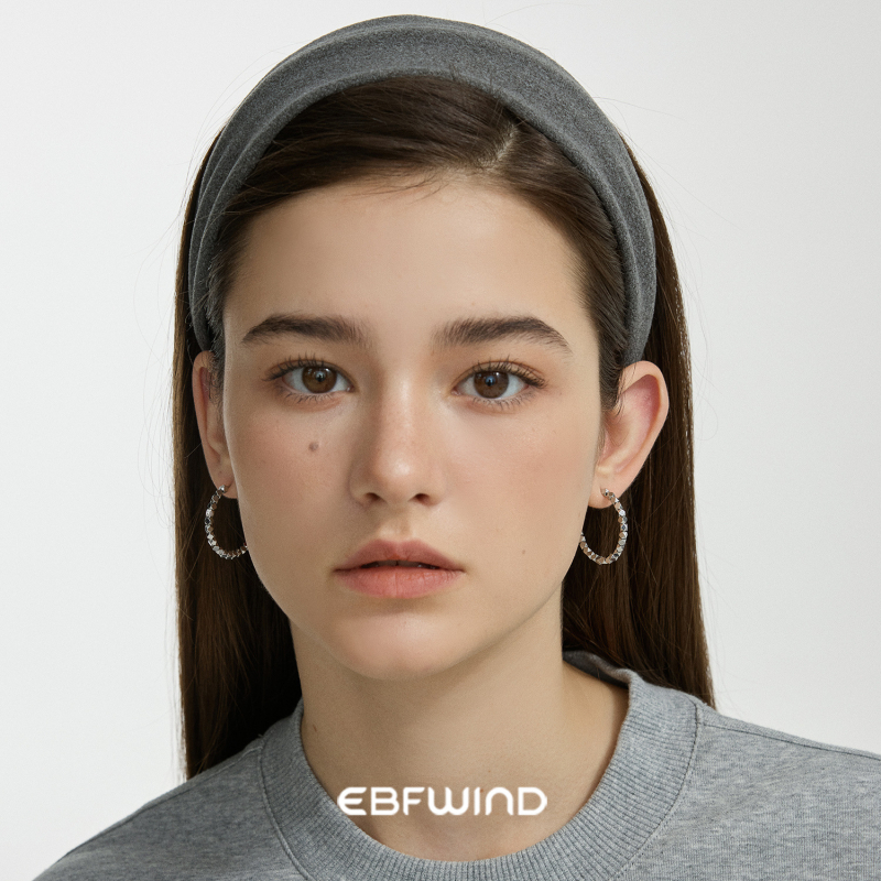 EBFWIND Korejskog stila, minimalistička siva široka traka za glavu s visokim dizajnom krune – dodaci za kosu