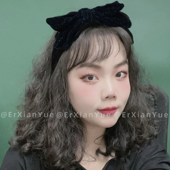 Inspirano Liu Tao, crna baršunasta glavna traka s mašnicom u korejskom retro stilu, jednostavna i elegantna, široka traka za kosu