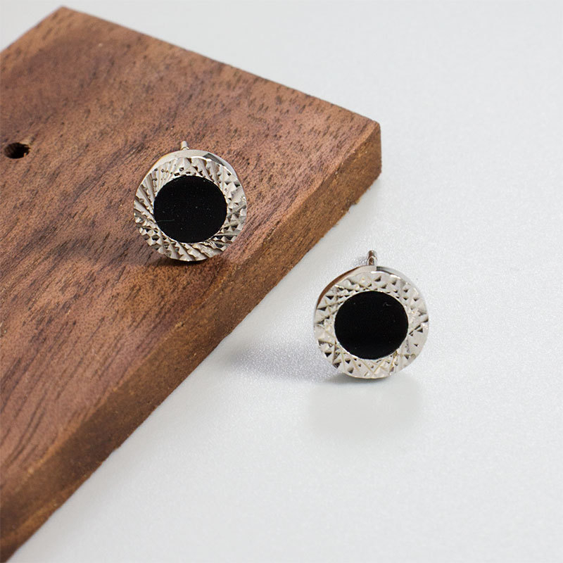 925 sterling srebrne crne naušnice za muškarce, Instagram-inspiriran minimalistički geometrijski dizajn