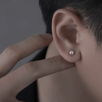S999 Srebrne kružne naušnice s cirkonima – minimalističke unisex