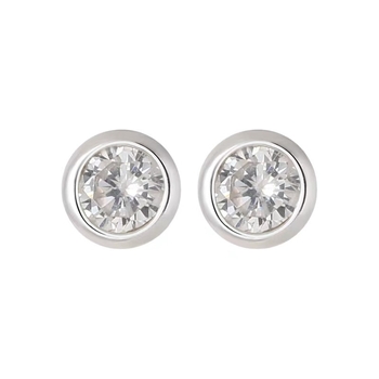 S999 Srebrne kružne naušnice s cirkonima – minimalističke unisex