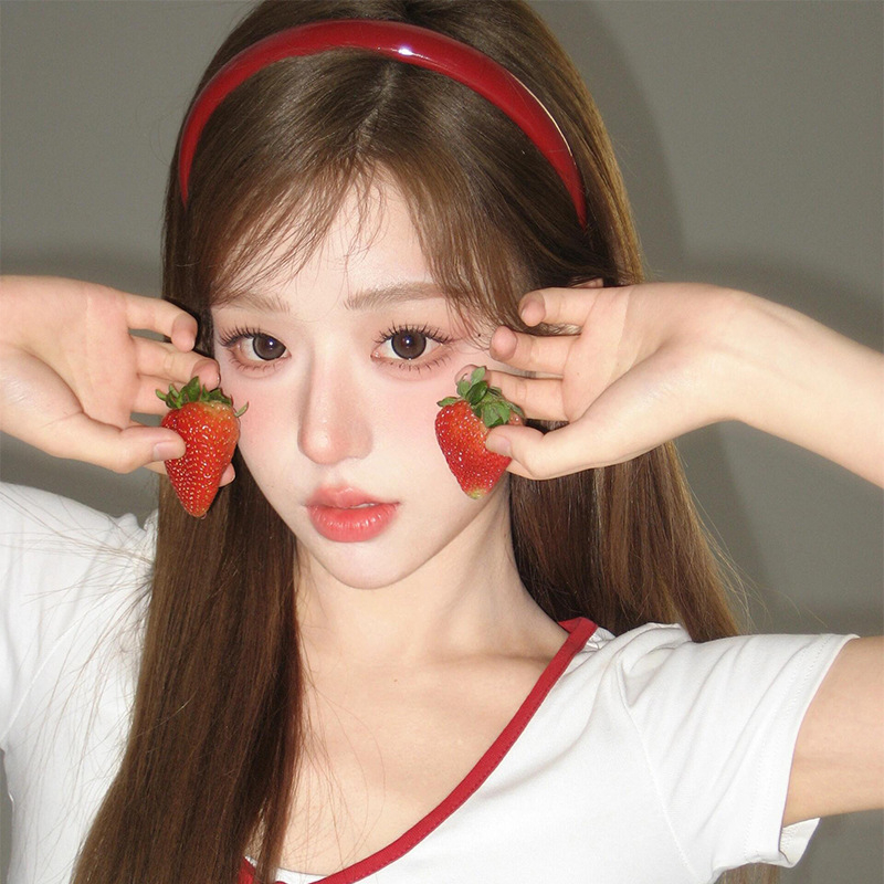 Ancora crveni PU kožni traka za kosu za žene, retro hongkonški stil, traka francuskog stila za pranje lica, jesen 2024