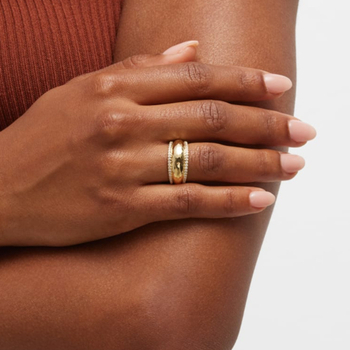 Unisex prsten od nehrđajućeg čelika s 18K zlatnim premazom i kristalima, minimalističkog dizajna